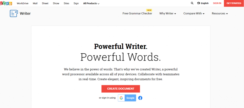 Zoho writer